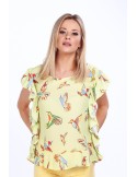 Lemon blouse with colorful birds MP28391 - Online store - Boutique